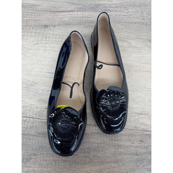 Coach Shoes - Coach Black Patent Leather Floral Applique Ballet Flats C5808 Womens 8B